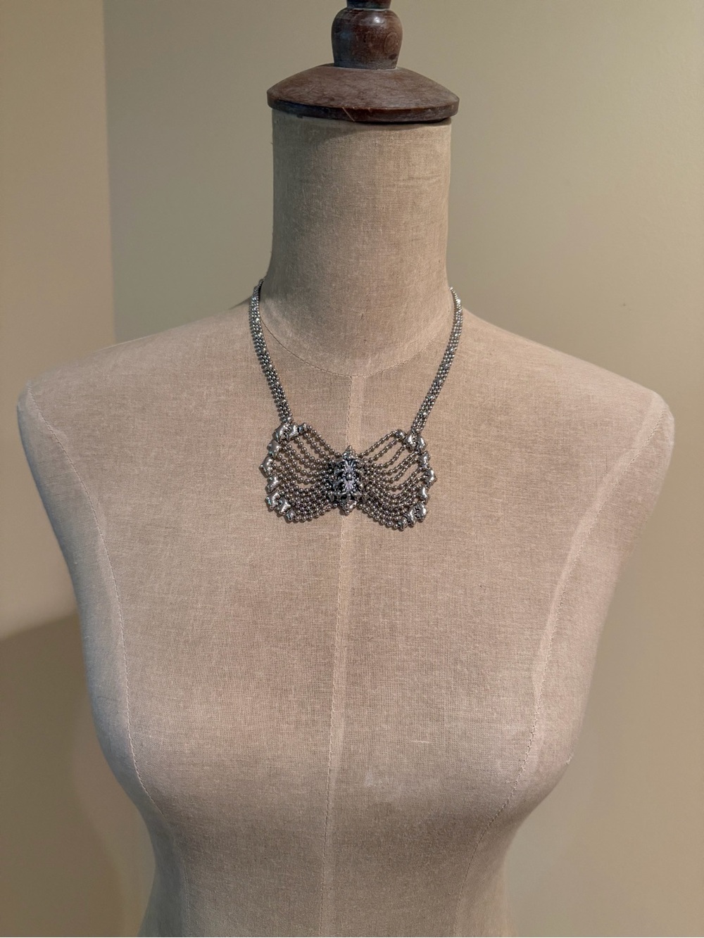 Sergio Gutierrez Liquid Metal Necklace – N1‑SS Stainless Steel Raised Center